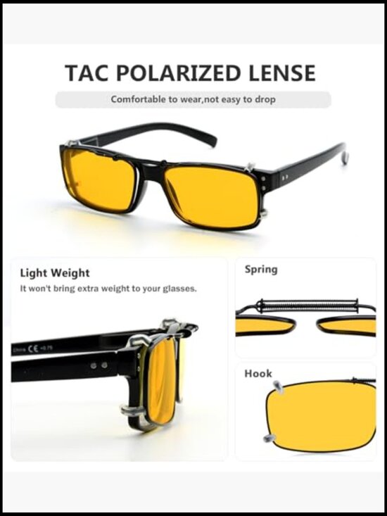 Metal Clip On Polarized Sunglasses UV Protection Scratch Resistant